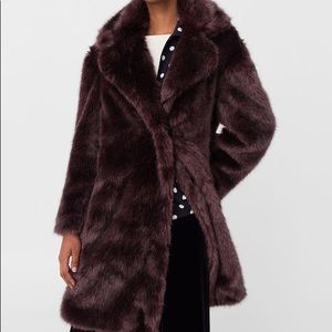 NWT Mango Faux Fur Magenta/Purple Coat